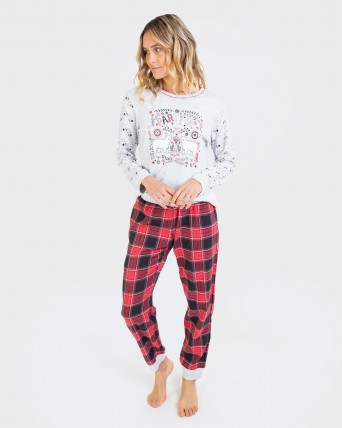 Pijama de mujer con pantalón 100% algodón