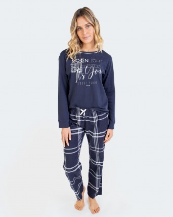 Pijama de mujer 100% algodón manga larga