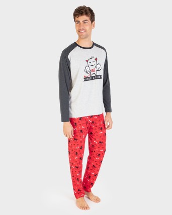 Pijama de hombre 100% algodón manga larga