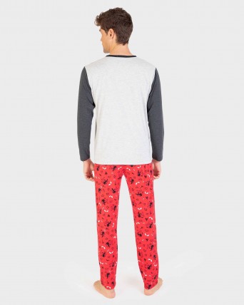 Pijama de hombre 100% algodón manga larga