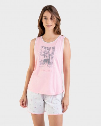 Pijama de mujer 100% algodón rosa