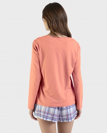 Camiseta de mujer manga larga coral