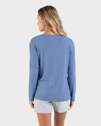 Camiseta de mujer manga corta azul