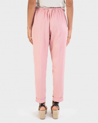 Pantalons de dona elegant llarg rosa