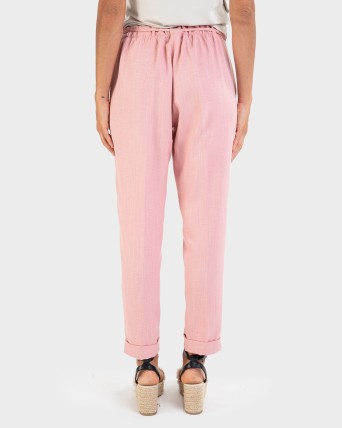 Pantalons de dona elegant llarg rosa
