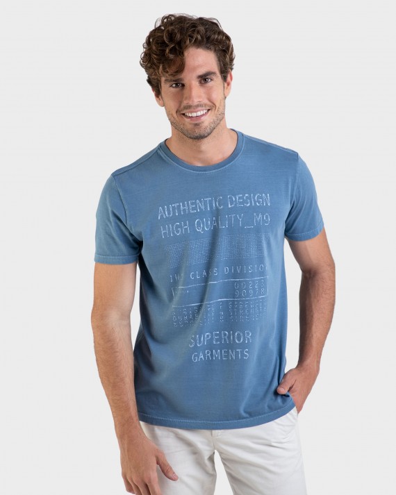 Camiseta de hombre azul manga corta