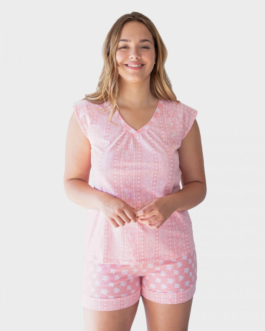 Pijama de mujer patrón tallas grandes rosa