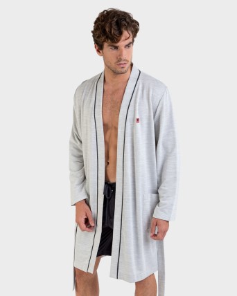 Bata de hombre larga gris