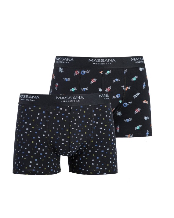 Pack de dos boxers de punto de hombre negros estampados