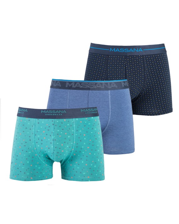 Pack de tres boxers de punto de hombre verde y azul