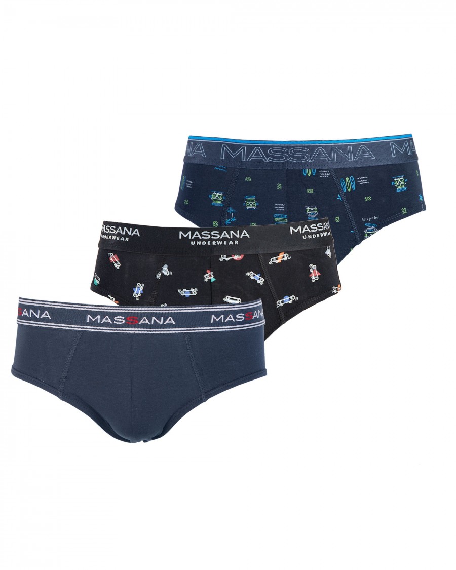 Pack de tres slips de hombre negro y azul