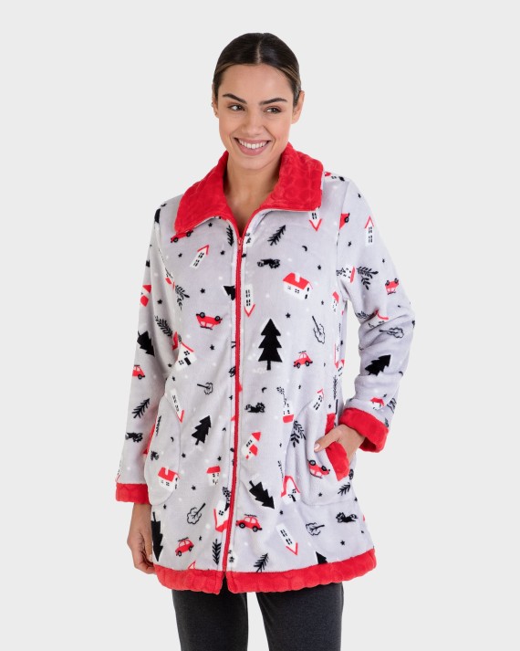 Bata de dona teixit polar estampat