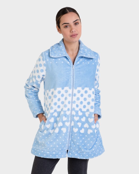 Bata de mujer tejido polar micro relieve