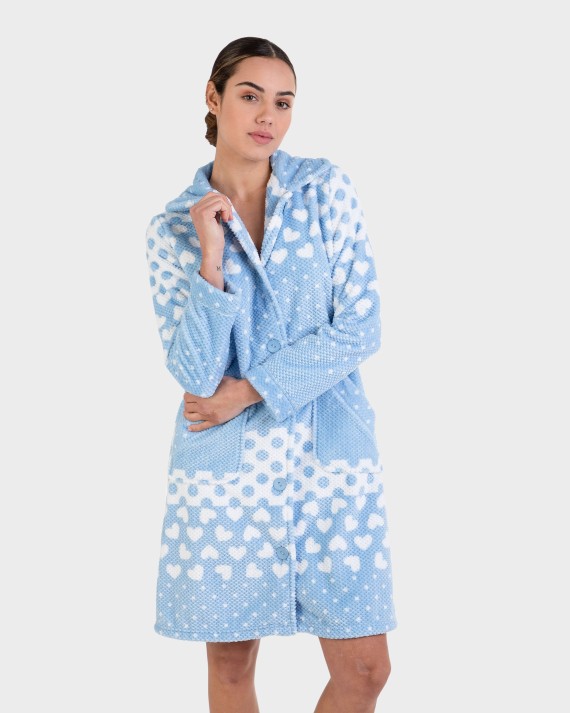 Bata larga de mujer tejido polar micro relieve