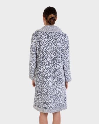 Bata llarga de dona teixit polar animal print