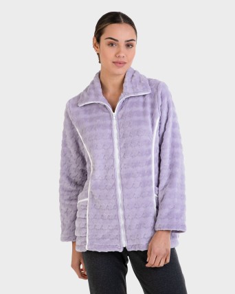 Bata de mujer tejido polar pata de gallo