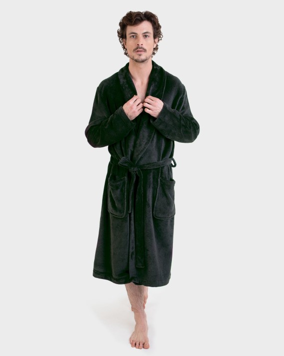 Bata de hombre tejido polar verde