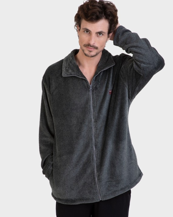 Bata corta de hombre tejido polar verde