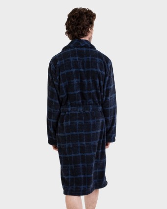 Bata de hombre en tejido polar cuadros
