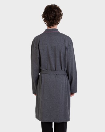 Bata de hombre tejido felpa gris