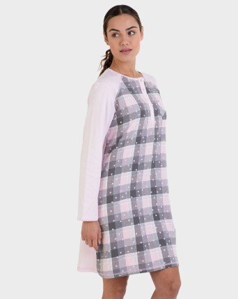 Camisón manga larga cuadros