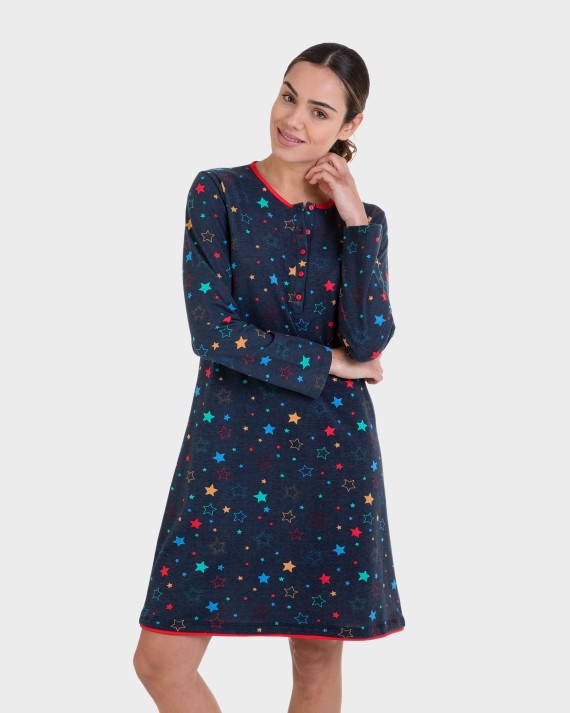 Camisón manga larga estampado estrellas