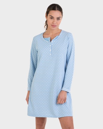 Camisón de manga larga azul...