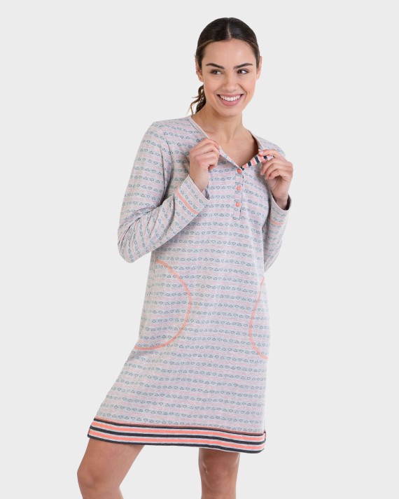 Camisón manga larga tejido doble cara