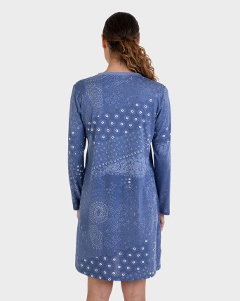 Camisola de màniga llarga blava estampat floral