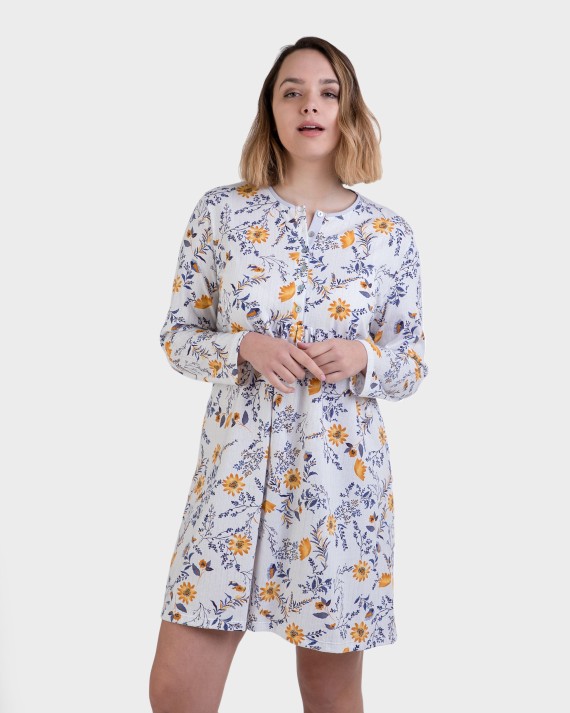 Camisola de màniga llarga blanc estampat floral