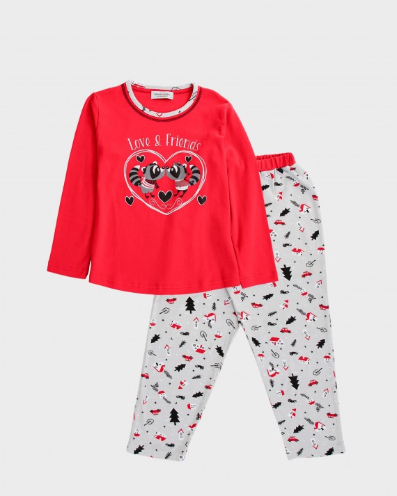 Pijama de niña estampado mapaches