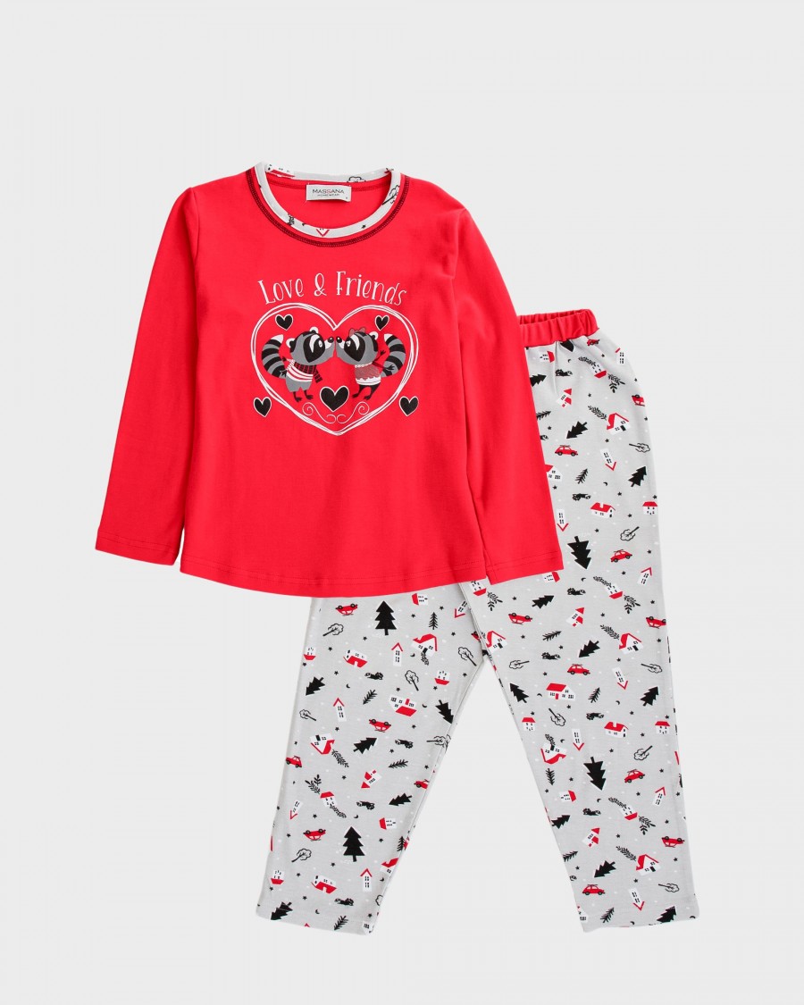 Pijama de niña estampado mapaches