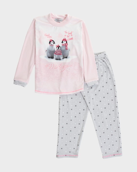 Pijama de nena teixit polar estampat pingüins