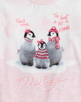 Pijama de niña tejido polar estampado pingüinos
