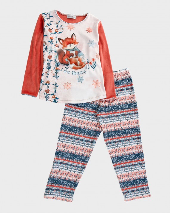 Pijama de niña tejido polar estampado animales