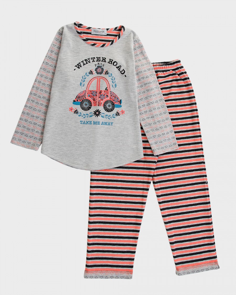 Pijama de niña tejido reversible