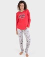 Pijama largo 100% algodón estampado mapaches