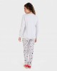 Pijama largo gris 100% algodón estampado mapaches