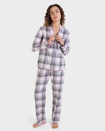 Pijama largo camisero 100% algodón