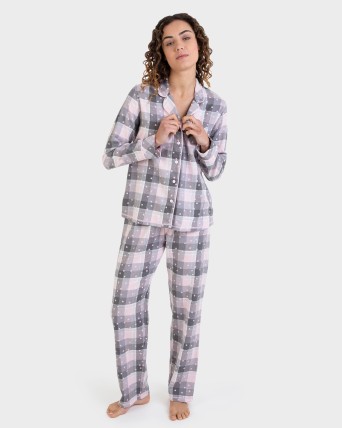 Pijama largo camisero 100%...