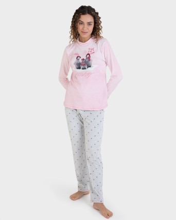 Pijama largo polar pingüinos