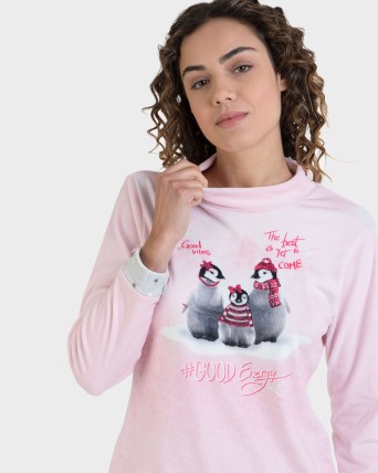 Pijama llarg polar estampat pingüins