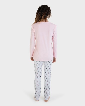 Pijama largo terciopelo rosa
