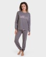 Pijama largo tejido flamé gris oscuro