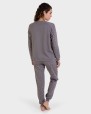Pijama largo tejido flamé gris oscuro