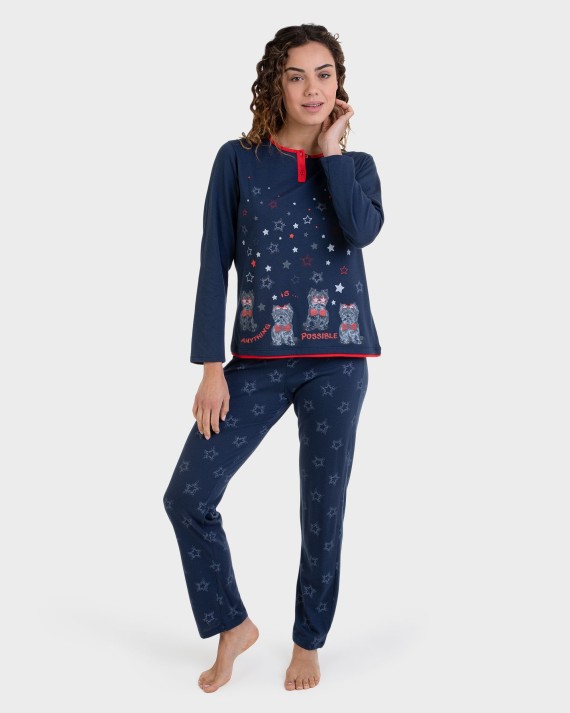 Pijama largo estampado estrellas