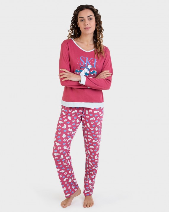 Pijama largo 100% algodón estampado osos