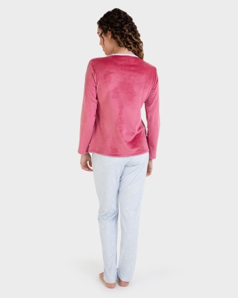 Pijama llarg polar estampat ossos