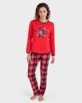 Pijama llarg vermell i pantalons a quadres