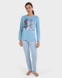 Pijama largo terciopelo azul
